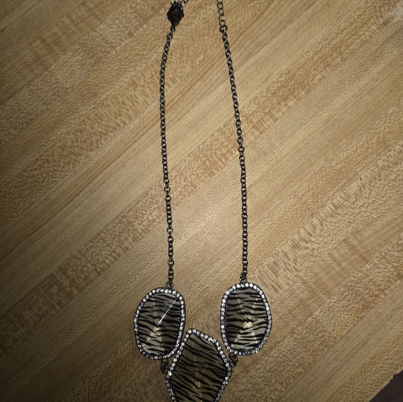 Zebra Pattern Necklace with Rhinestones - Picture 3 of 5